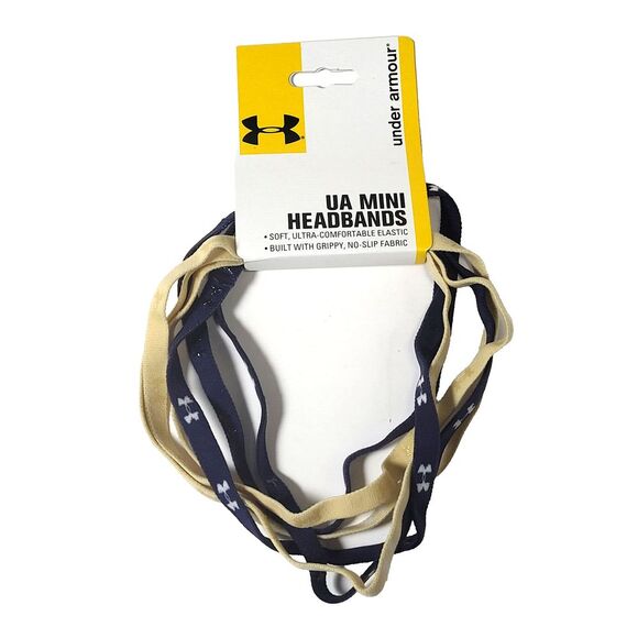 Under Armour UA Mini Headbands 1Pk 6 Bands Navy  Blue & Gold Notre Dame USNA - Picture 1 of 4
